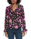 Cece V Neck Button Down Top In Multi
