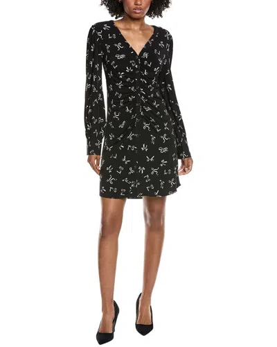 Cece V-neck Button Front Shirred Shirtdress In Black
