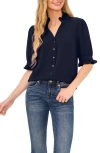 Cece V-neck Button-up Shirt In Classic Navy