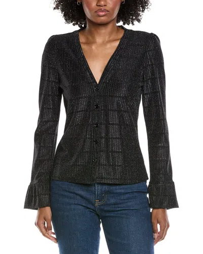 Cece V-neck Cardigan Knit Top In Black