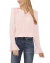 Cece Ruffle Bell Sleeve Crepe Top In Pink