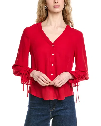 Cece V-neck Flounce Blouse In Red