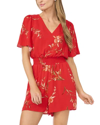 CECE CECE V NECK FLUTTER SLEEVE ROMPER