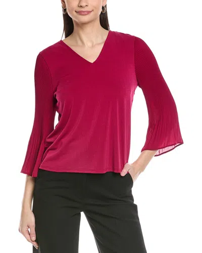 Cece V-neck Knit Top In Red