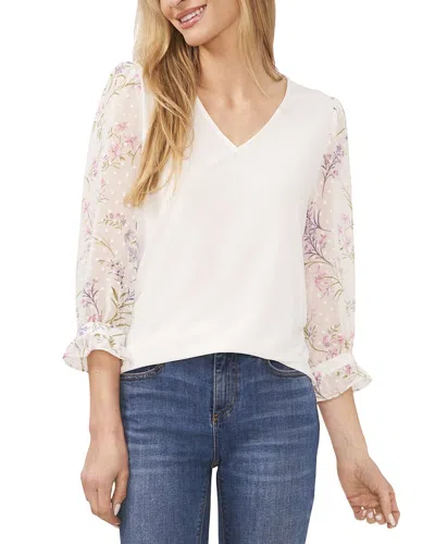 Cece V-neck Mix Media Top