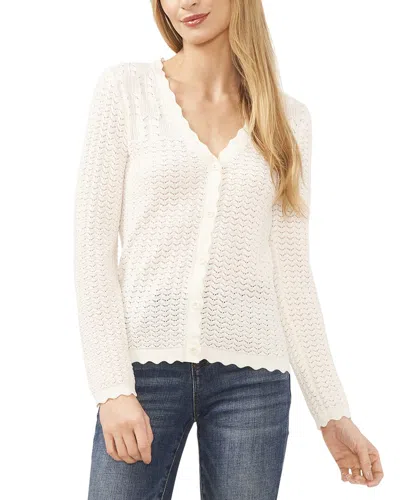 Cece V Neck Pointelle Knit Cardigan
