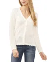 Shop Cece V Neck Pointelle Knit Cardigan