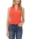 Cece Sleeveless Crepe Knit Polo