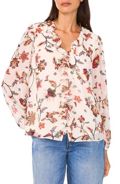 Cece V-neck Ruffle Top In Yellow