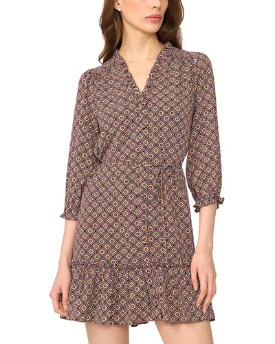 Cece V Neck Ruffled Tie Waist Dress In Brown