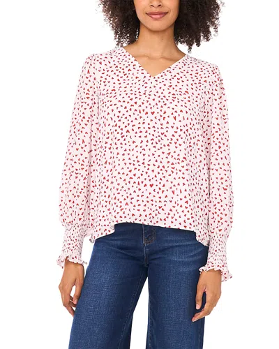 CECE CECE V-NECK SMOCKED CUFF BLOUSE