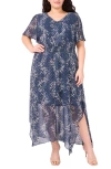 Cece V-neck Smocked Waist Maxi Dress In Blue