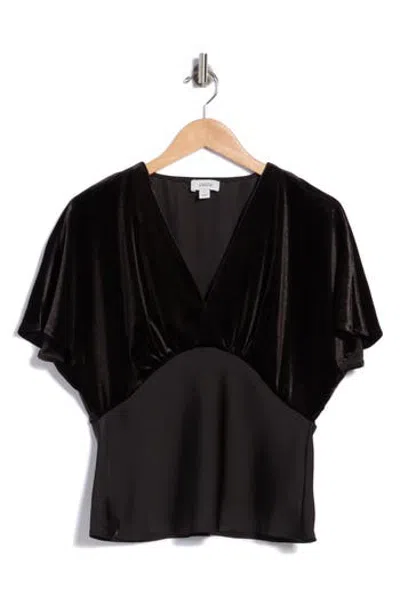 Cece Velvet & Satin Top In Rich Black