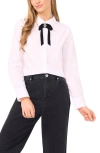 Cece Women's Long Sleeves Bow Top In White