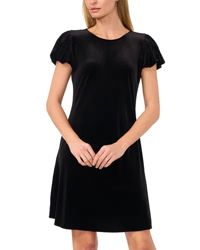Cece Velvet Bubble Sleeve Mini Dress In Black