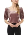 Cece Square Neck Stretch Velvet Top