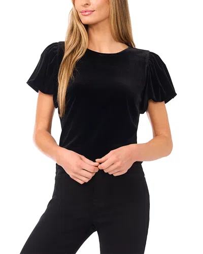Cece Velvet Puff Sleeve Top In Black