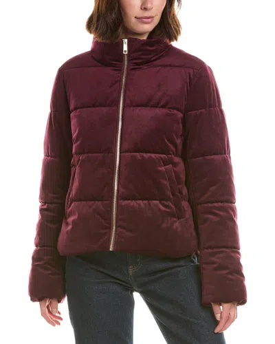 Cece Velvet Puffer Jacket In Red