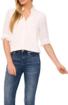 Cece V-neck Button-up Shirt In White