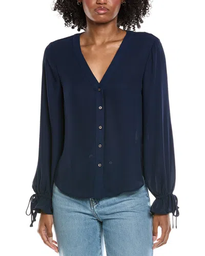 Cece V-neck Flounce Blouse In Navy