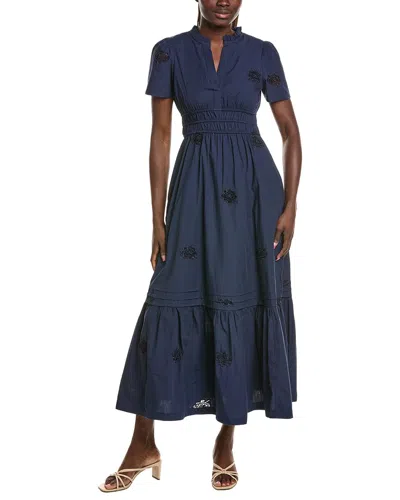 Cece V-neck Maxi Dress In Blue