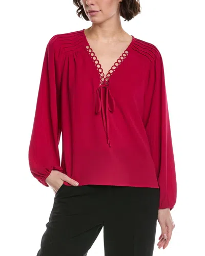 Cece V-neck Pintuck Blouse In Pink