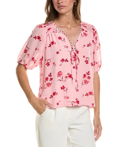 Cece V-neck Pintuck Blouse In Red
