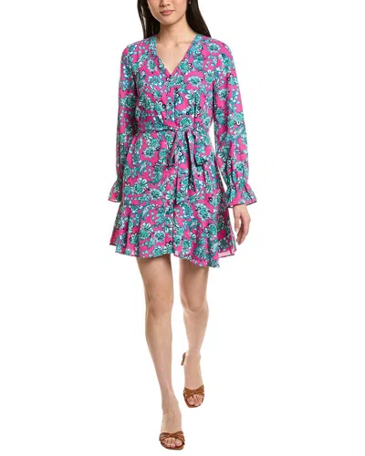 Cece V-neck Print Dress In Purple