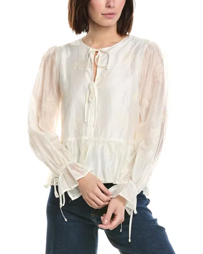 Cece V-neck Ruffle Button Down Blouse In Neutral