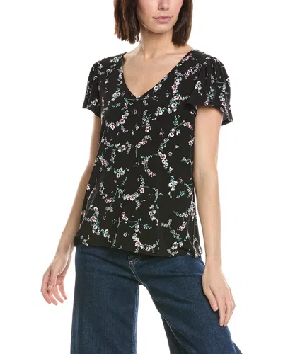 Cece V-neck Tulip Sleeve Knit Top In Black