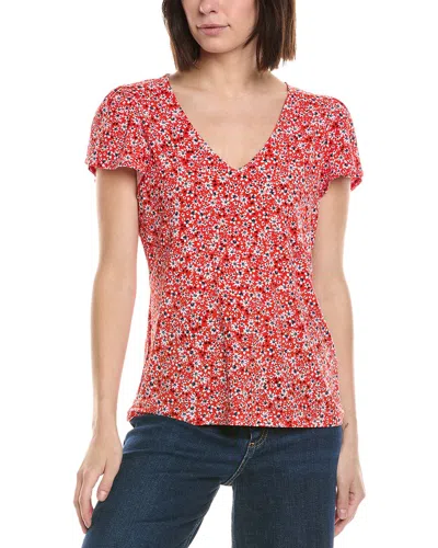 Cece V-neck Tulip Sleeve Knit Top In Red