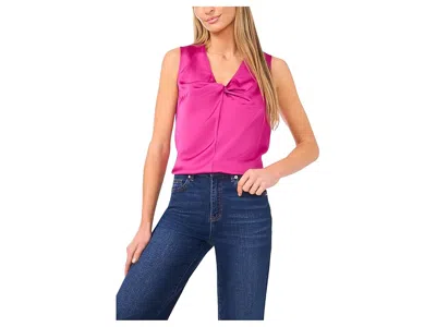 Cece V-neck Twist Sleeveless Top In Pink