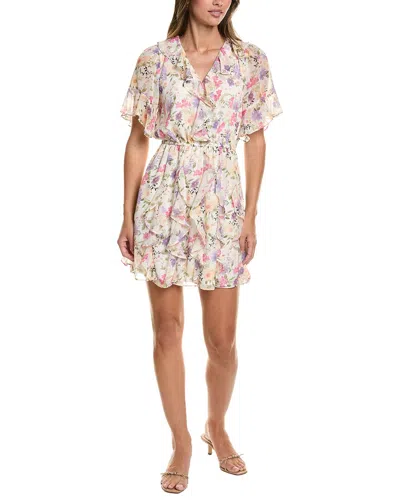 Cece Waterfall Ruffle Mini Dress In Multi