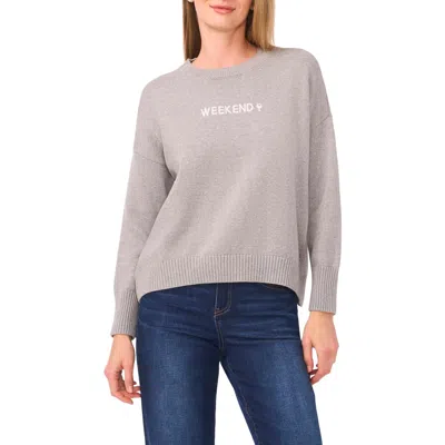 Cece Weekend & Wine Cotton Sweater In Gray