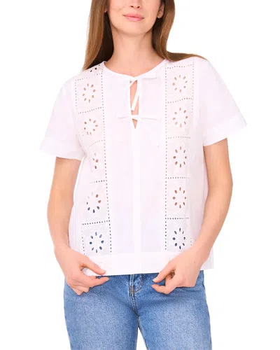 Cece White Tie Embroidery Top