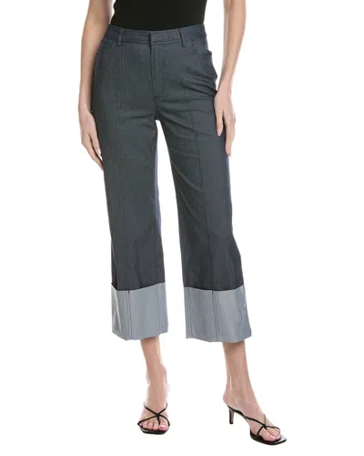 Cece Wide Cuff Straight Leg Denim Pant In Blue