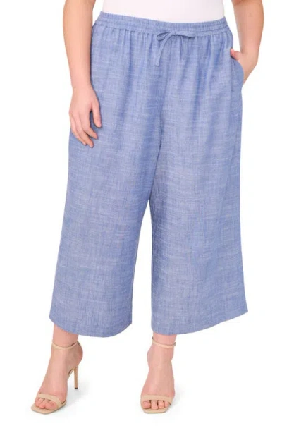 Cece Wide Leg Drawstring Pants In Blue