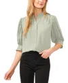 Cece Puff Sleeve Button-up Shirt In Dusty Olive