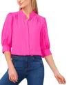 Cece Puff Sleeve Button-up Shirt In Fiercely Fuchsia
