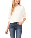 Cece Puff Sleeve Crepe Button-up Shirt In New Ivory