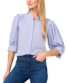 Cece Puff Sleeve Button-up Shirt In Slate Blue