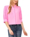 Cece Puff Sleeve Crepe Button-up Shirt In Sweet Pink