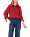 Cece 3/4 Sleeve Button Down Blouse In Red