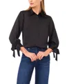 Cece Women's 3/4-sleeve Tie Cuffs Button-down Blouse In Black