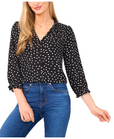 Cece Women's 3/4-sleeve V-neck Top In Black