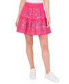 Cece Floral Tiered Miniskirt In Beetroot Pink