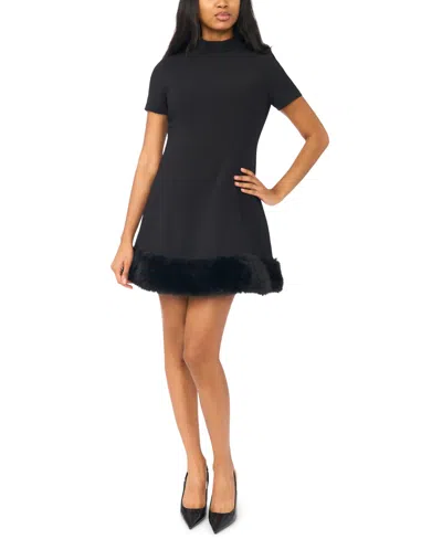 Cece Women's A-line Mini Mockneck Dress In Black