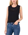 Cece Women's Allover Pointelle Stitch Sweater Tank In Rich Black