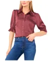 Cece Women's Balloon Short Sleeves Button Down Shirt In Animal Print