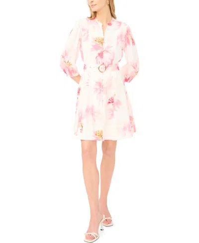 Cece Women's Belted Button-front Dress In Pink